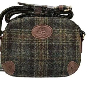 Authentic Aran plaid  wool and leather  crossbody made in Ireland new with tag